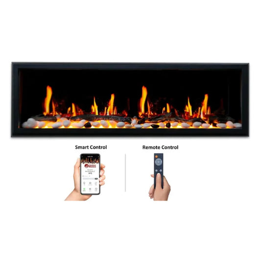 Litedeer Homes Latitude II 68" Seamless Push-in Electric Fireplace With App Driftwood Log & River Rock
