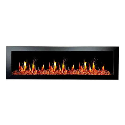 Litedeer Homes Latitude II 68" Seamless Push-in Electric Fireplace With Luster Copper Reflective Fire Glass