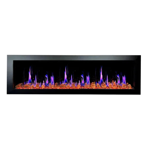 Litedeer Homes Latitude II 68" Seamless Push-in Electric Fireplace With Luster Copper Reflective Fire Glass