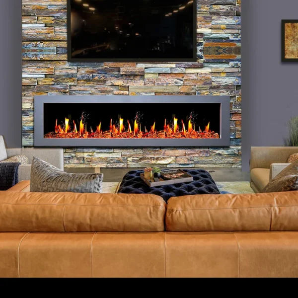 Litedeer Gloria II 68" Seamless Push-in Electric Smart Linear Vent-Free Built-In Electric Fireplace