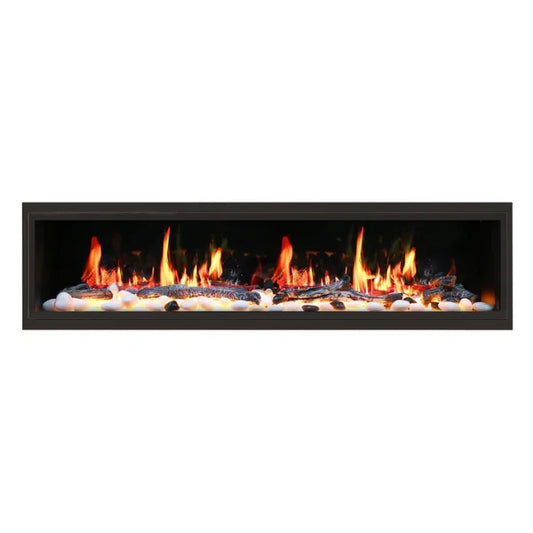 Litedeer Homes Latitude 75" Black Ultra Slim Built-in Linear Smart Electric Fireplace With Driftwood Log & River Rock
