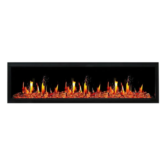 Litedeer Homes Latitude 75" Black Ultra Slim Built-in Linear Smart Electric Fireplace With Luster Copper Reflective Fire Glass