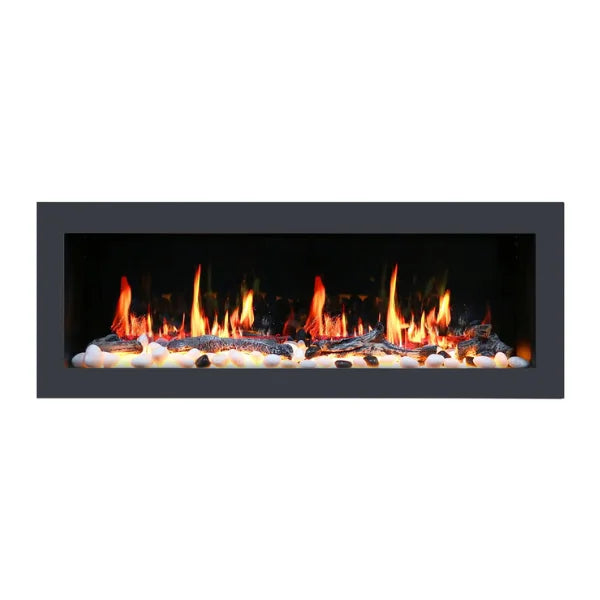 Litedeer Homes Latitude II 78" Seamless Push-in Electric Fireplace With App Driftwood Log & River Rock