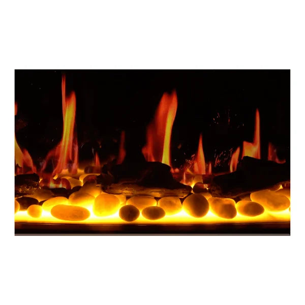 Litedeer Homes Latitude II 78" Seamless Push-in Electric Fireplace With App Driftwood Log & River Rock