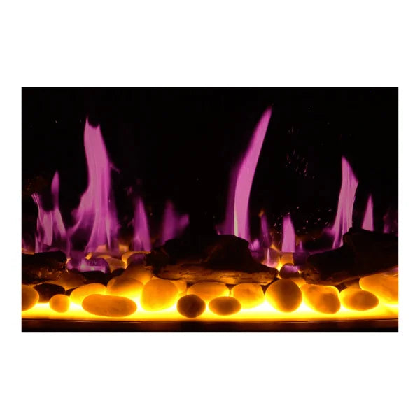 Litedeer Homes Latitude II 78" Seamless Push-in Electric Fireplace With App Driftwood Log & River Rock