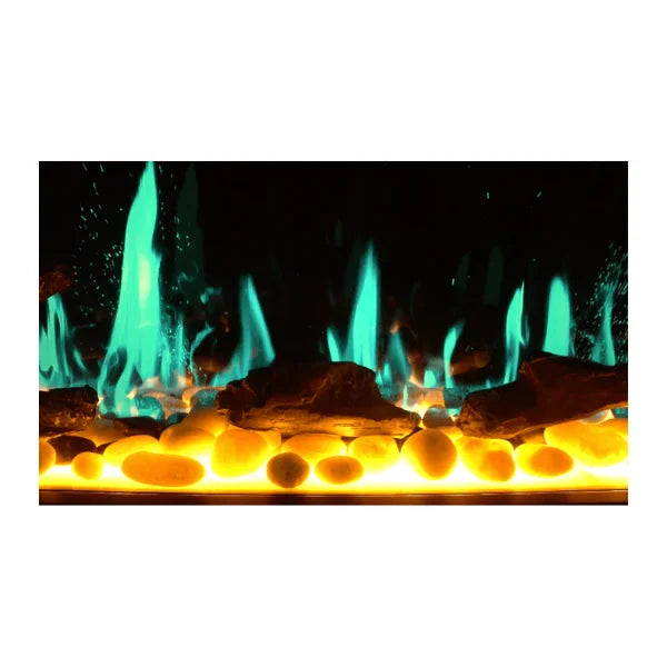 Litedeer Homes Latitude II 78" Seamless Push-in Electric Fireplace With App Driftwood Log & River Rock