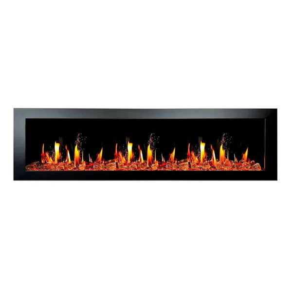 Litedeer Homes Latitude II 78" Seamless Push-in Electric Fireplace With Luster Copper Reflective Fire Glass