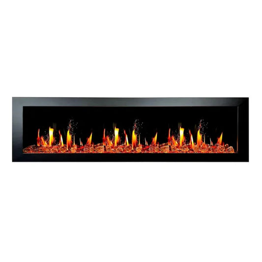 Litedeer Homes Latitude II 78" Seamless Push-in Electric Fireplace With Luster Copper Reflective Fire Glass