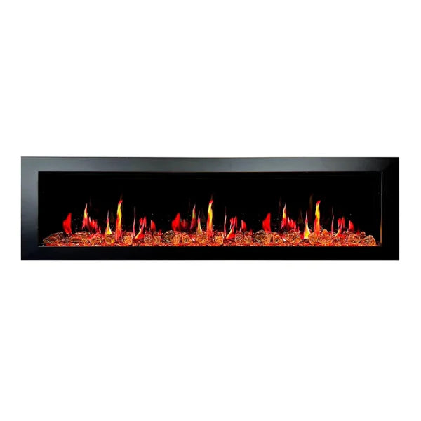 Litedeer Homes Latitude II 78" Seamless Push-in Electric Fireplace With Luster Copper Reflective Fire Glass