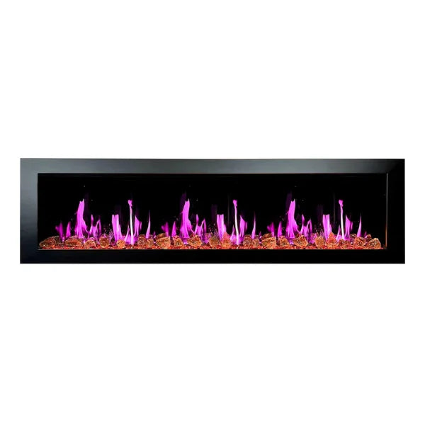 Litedeer Homes Latitude II 78" Seamless Push-in Electric Fireplace With Luster Copper Reflective Fire Glass