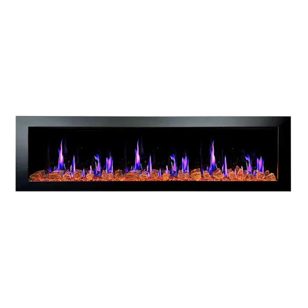 Litedeer Homes Latitude II 78" Seamless Push-in Electric Fireplace With Luster Copper Reflective Fire Glass