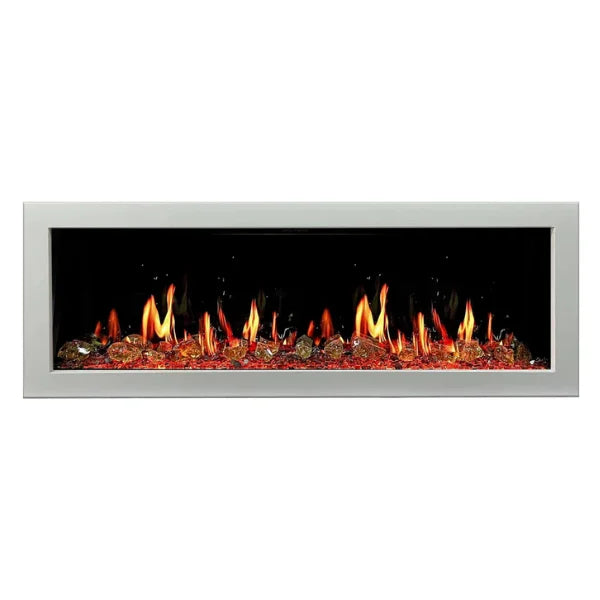 Litedeer Homes Gloria II 48" White Seamless Push-in Electric Fireplace With Reflective Fire Glass Reflective Fire Glass