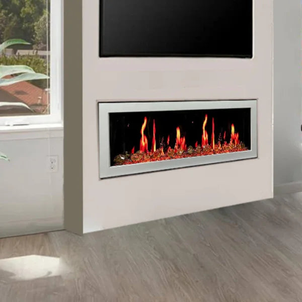 Litedeer Homes Gloria II 48" White Seamless Push-in Electric Fireplace With Reflective Fire Glass Reflective Fire Glass
