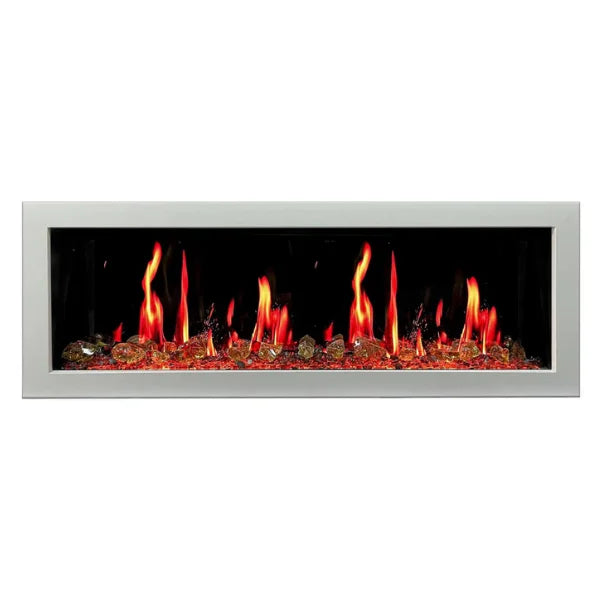 Litedeer Homes Gloria II 48" White Seamless Push-in Electric Fireplace With Reflective Fire Glass Reflective Fire Glass