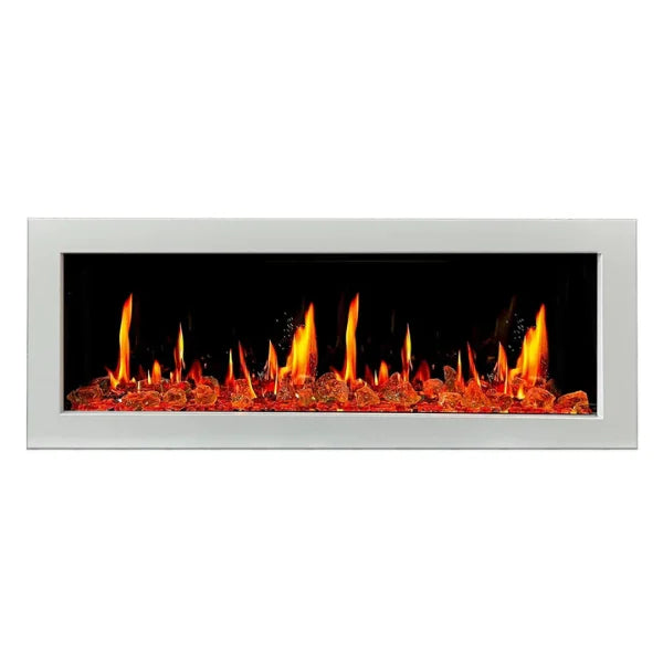 Litedeer Homes Gloria II 48" White Seamless Push-in Electric Fireplace With Reflective Fire Glass Reflective Fire Glass