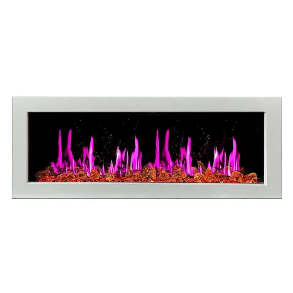 Litedeer Homes Gloria II 48" White Seamless Push-in Electric Fireplace With Reflective Fire Glass Reflective Fire Glass