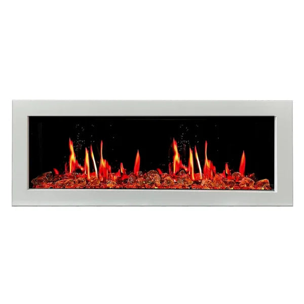 Litedeer Homes Gloria II 48" White Seamless Push-in Electric Fireplace With Reflective Fire Glass Reflective Fire Glass