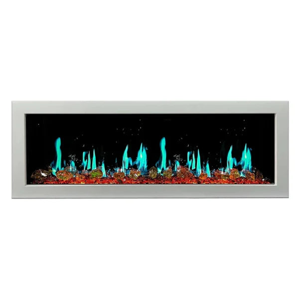 Litedeer Homes Gloria II 48" White Seamless Push-in Electric Fireplace With Reflective Fire Glass Reflective Fire Glass