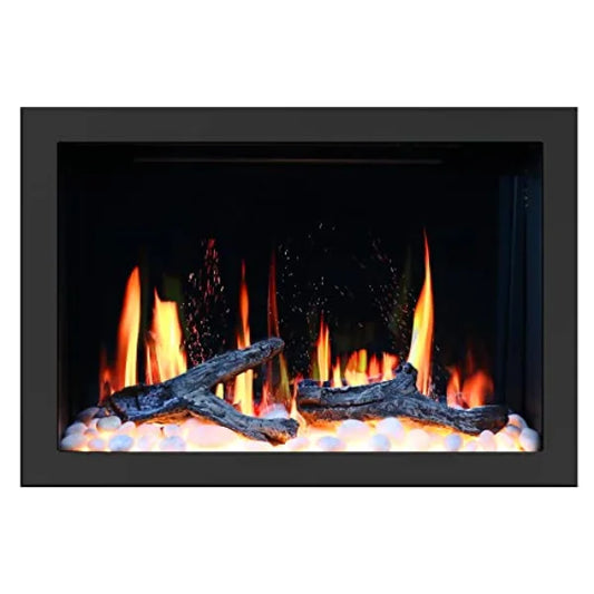 LiteStar 30" Original Smart Electric Fireplace Inserts With App Driftwood Log & River Rock
