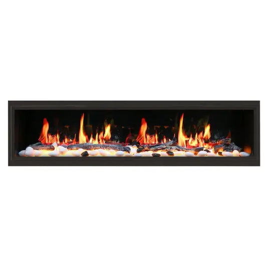 Litedeer Homes Latitude 45" Black Ultra Slim Built-in Linear Smart Electric Fireplace With Driftwood Log & River Rock