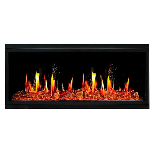 Litedeer Homes Latitude 45" Black Ultra Slim Built-in Linear Smart Electric Fireplace With Luster Copper Reflective Fire GlassA