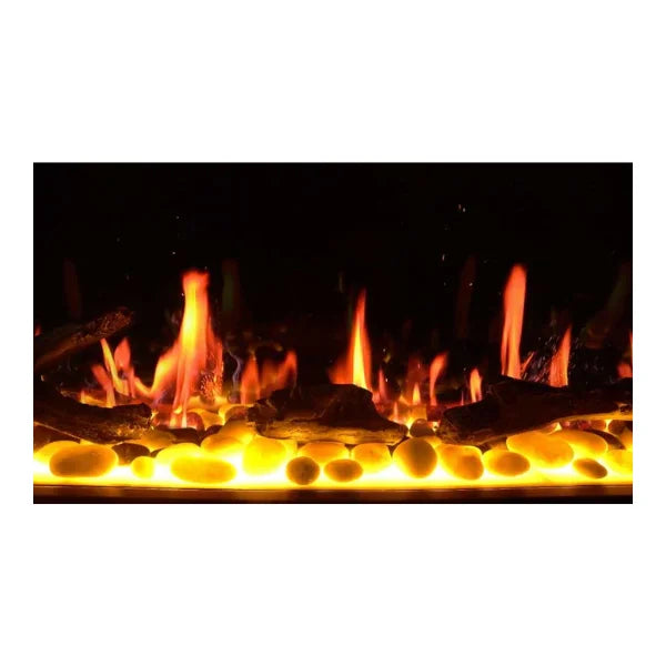 Litedeer Homes Latitude 55" Black Ultra Slim Built-in Linear Smart Electric Fireplace With Driftwood Log & River Rock - ZEF55V