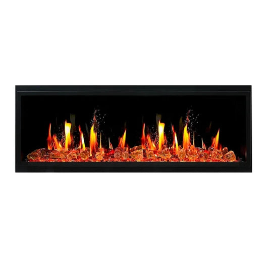 Litedeer Homes Latitude II 58" Seamless Push-in Electric Fireplace With Luster Copper Reflective Fire Glass