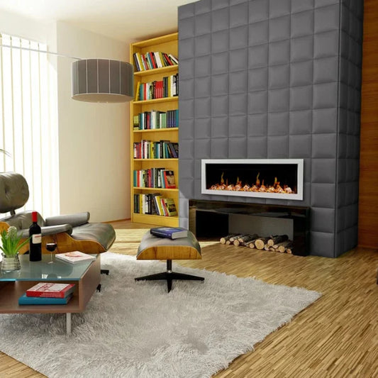 Litedeer Homes Latitude II 58" Seamless Push-in Electric Fireplace With Luster Copper Reflective Fire Glass