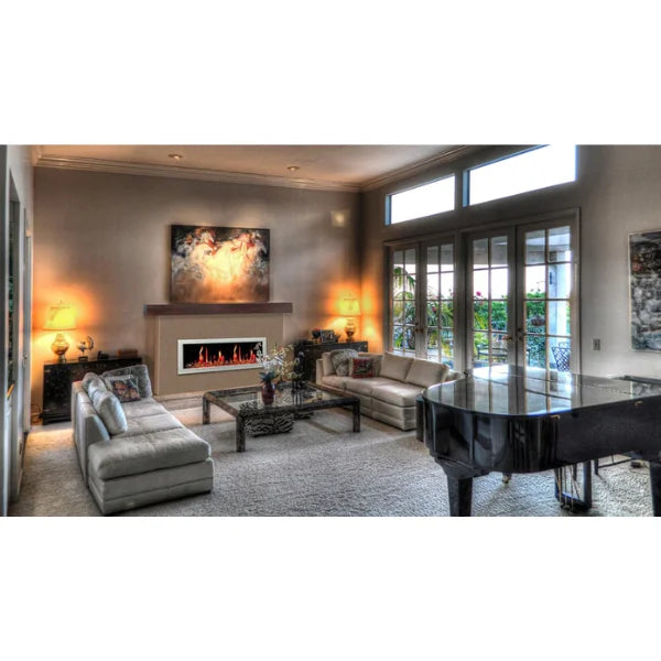 Litedeer Homes Latitude II 58" Seamless Push-in Electric Fireplace With Luster Copper Reflective Fire Glass