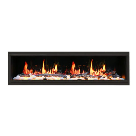 Litedeer Homes Latitude 65" Black Ultra Slim Built-in Linear Smart Electric Fireplace With Driftwood Log & River Rock