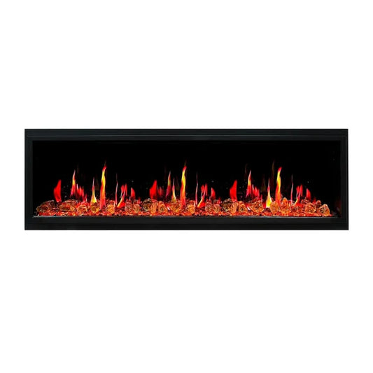 Litedeer Homes Latitude 65" Black Ultra Slim Built-in Linear Smart Electric Fireplace With Luster Copper Reflective Fire Glass