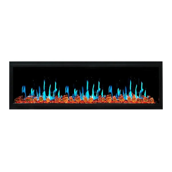 Litedeer Homes Latitude 65" Black Ultra Slim Built-in Linear Smart Electric Fireplace With Luster Copper Reflective Fire Glass