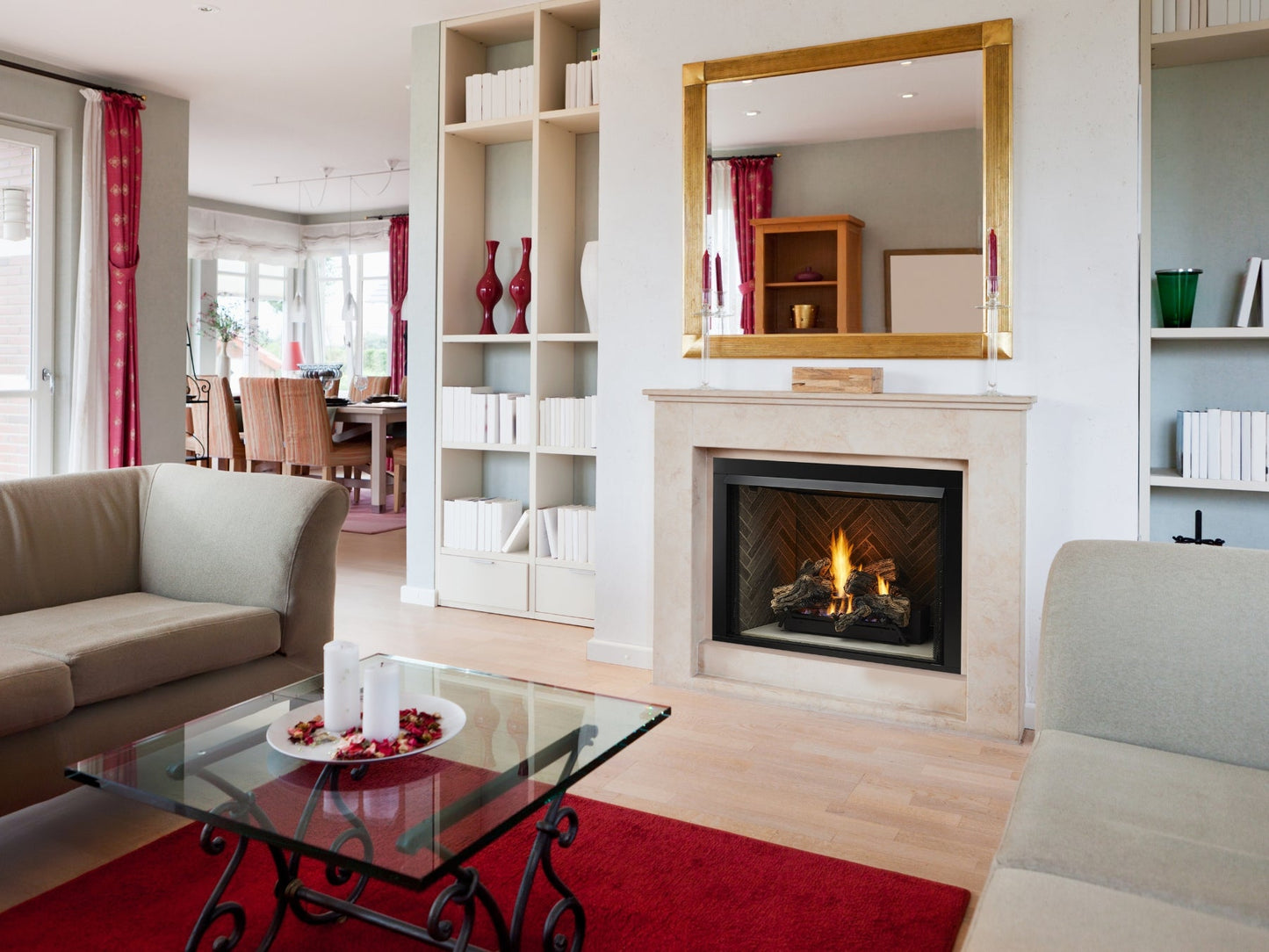 Monessen Lo-Rider 42" Circulating Clean Face Gas Firebox Multi-tonal Brown Traditional panels