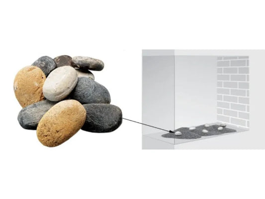 Large Stone Media for Pier and See-Through Multi-Sided Gas Fireplaces