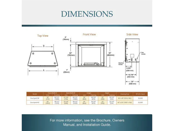 Majestic Courtyard 42" Traditional Outdoor Vent Free Natural Gas Fireplace with Traditional Stacked Concrete Refractory and IntelliFire Ignition System