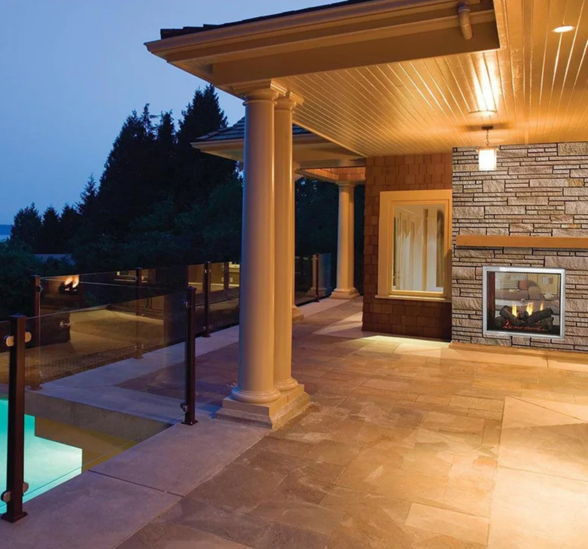 Majestic Fortress 36" Traditional Indoor/Outdoor See-Through Direct Vent Natural Gas Fireplace with IntelliFire Touch Ignition System
