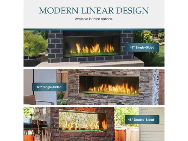 Majestic Lanai 60" Linear Contemporary Outdoor Vent Free Natural Gas Fireplace with Single-Sided IntelliFire Ignition System
