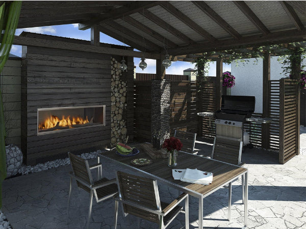 Majestic Lanai 60" Linear Contemporary Outdoor Vent Free Natural Gas Fireplace with Single-Sided IntelliFire Ignition System
