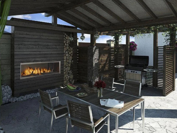 Majestic Lanai 60" Linear Contemporary Outdoor Vent Free Natural Gas Fireplace with Single-Sided IntelliFire Ignition System