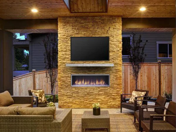 Majestic Lanai 60" Linear Contemporary Outdoor Vent Free Natural Gas Fireplace with Single-Sided IntelliFire Ignition System