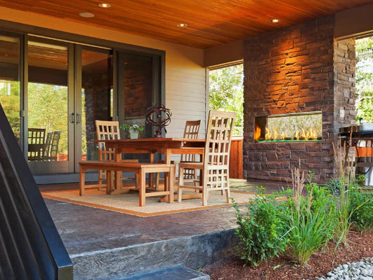 Lanai See-Through 48" Linear Contemporary Outdoor Vent Free Natural Gas Fireplace with IntelliFire Ignition System