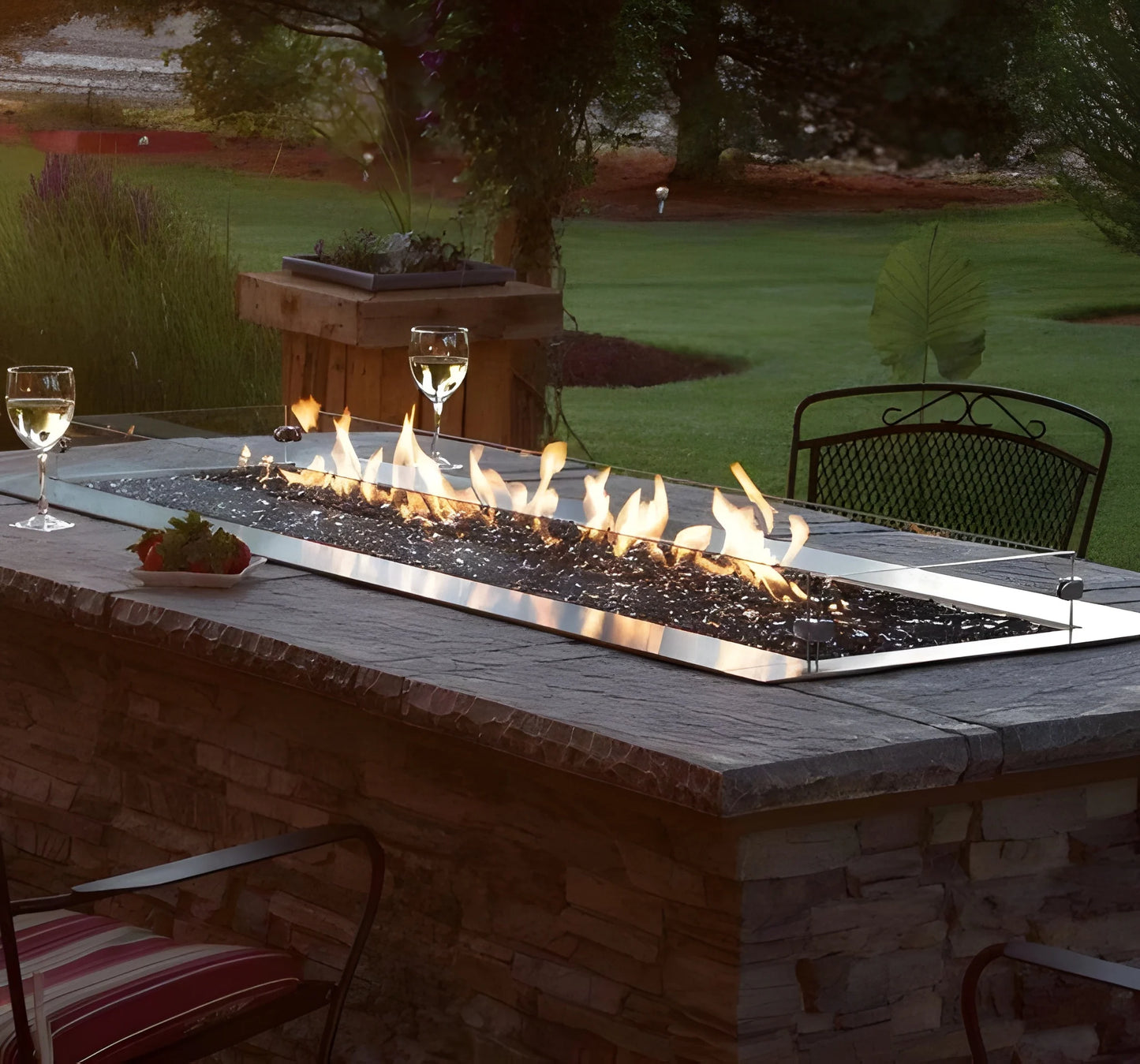 Empire Hearth Carol Rose Coastal 60" Stainless Steel Gas Outdoor Linear Fire Pit with Manual Control