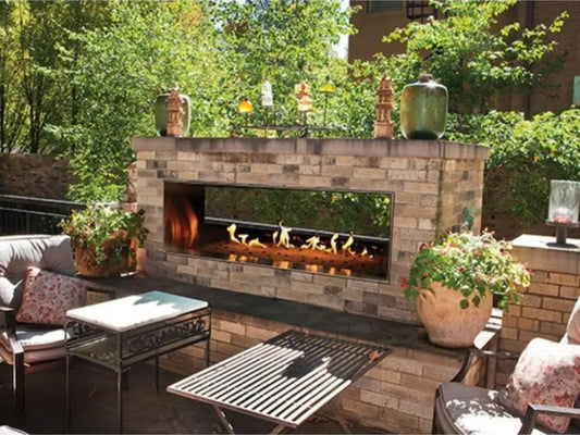 Empire White Mountain Hearth Carol Rose Coastal 48" Vent-Free Stainless Steel Outdoor Linear See Through Natural Gas Fireplace with Manual Control