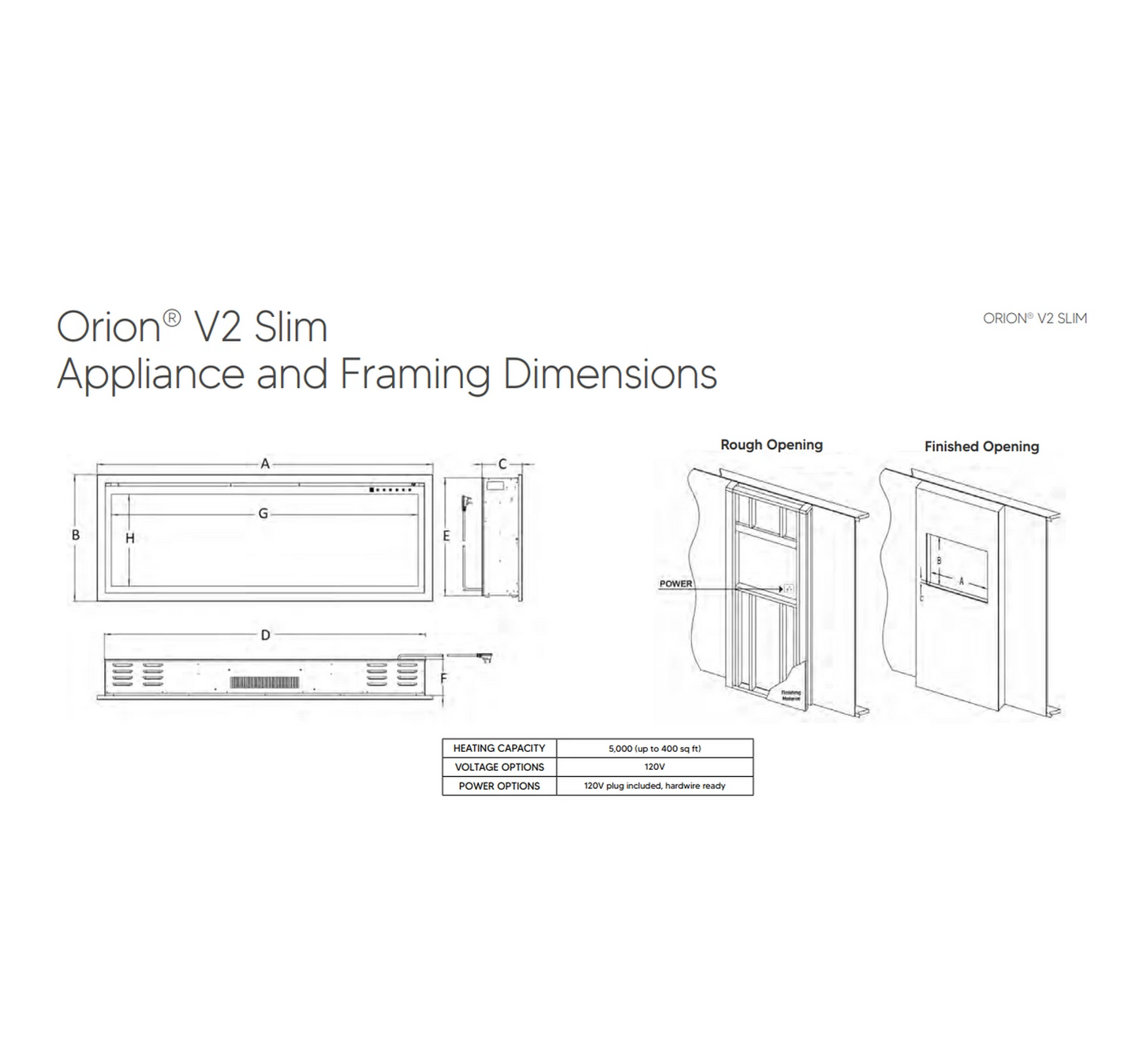Modern Flames Orion V2 Slim 60" Heliovision Virtual Smart Built-In Electric Fireplace
