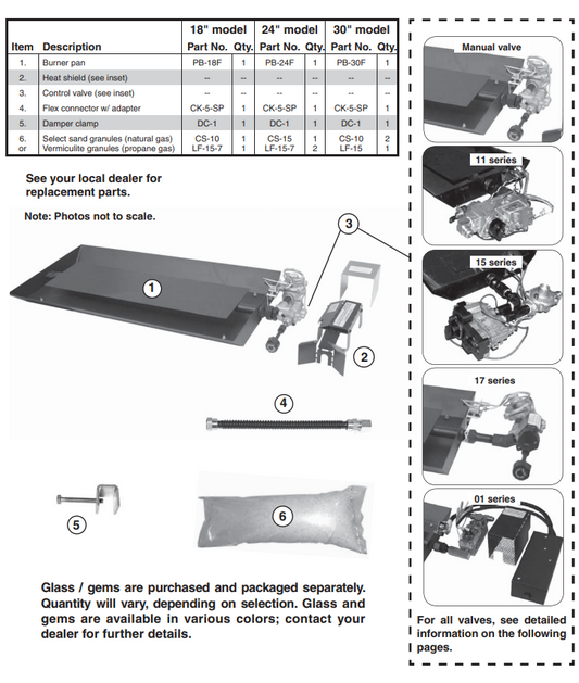 Real Fyre PB Series 16 Inch Glass Pan Propane Gas Burner System