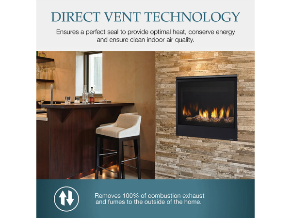 Majestic Quartz 36" Traditional Top/Rear Direct Vent Natural Gas Fireplace with IntelliFire Touch Ignition System