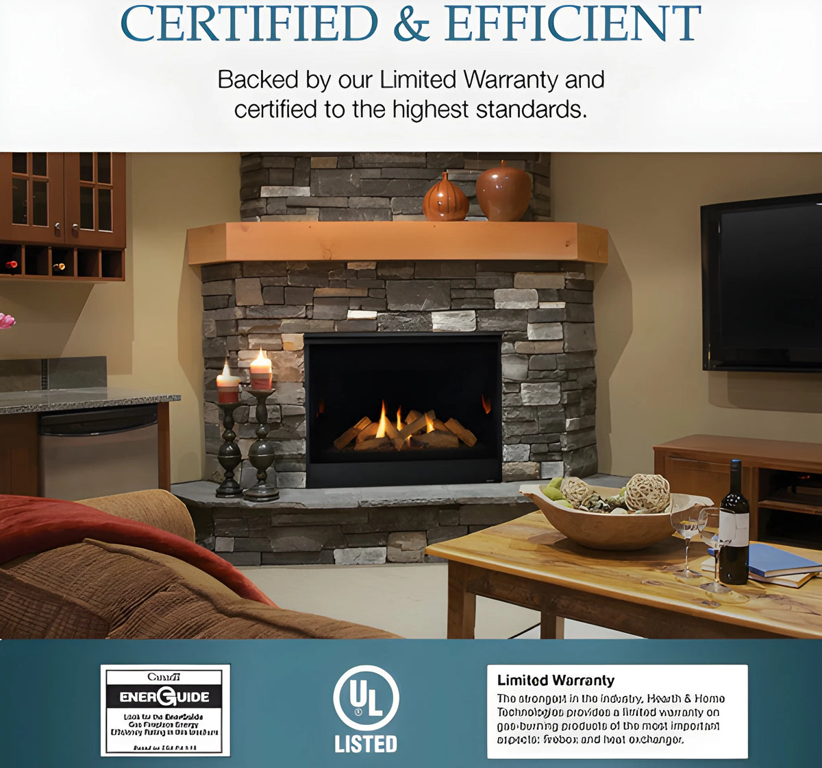 Majestic Quartz 42" Traditional Top/Rear Direct Vent Natural Gas Fireplace with IntelliFire Touch Ignition System