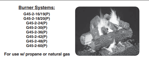 Real Fyre G45 Signature Triple T Direct Vent Gas Burner System with Heavy Duty Grate
