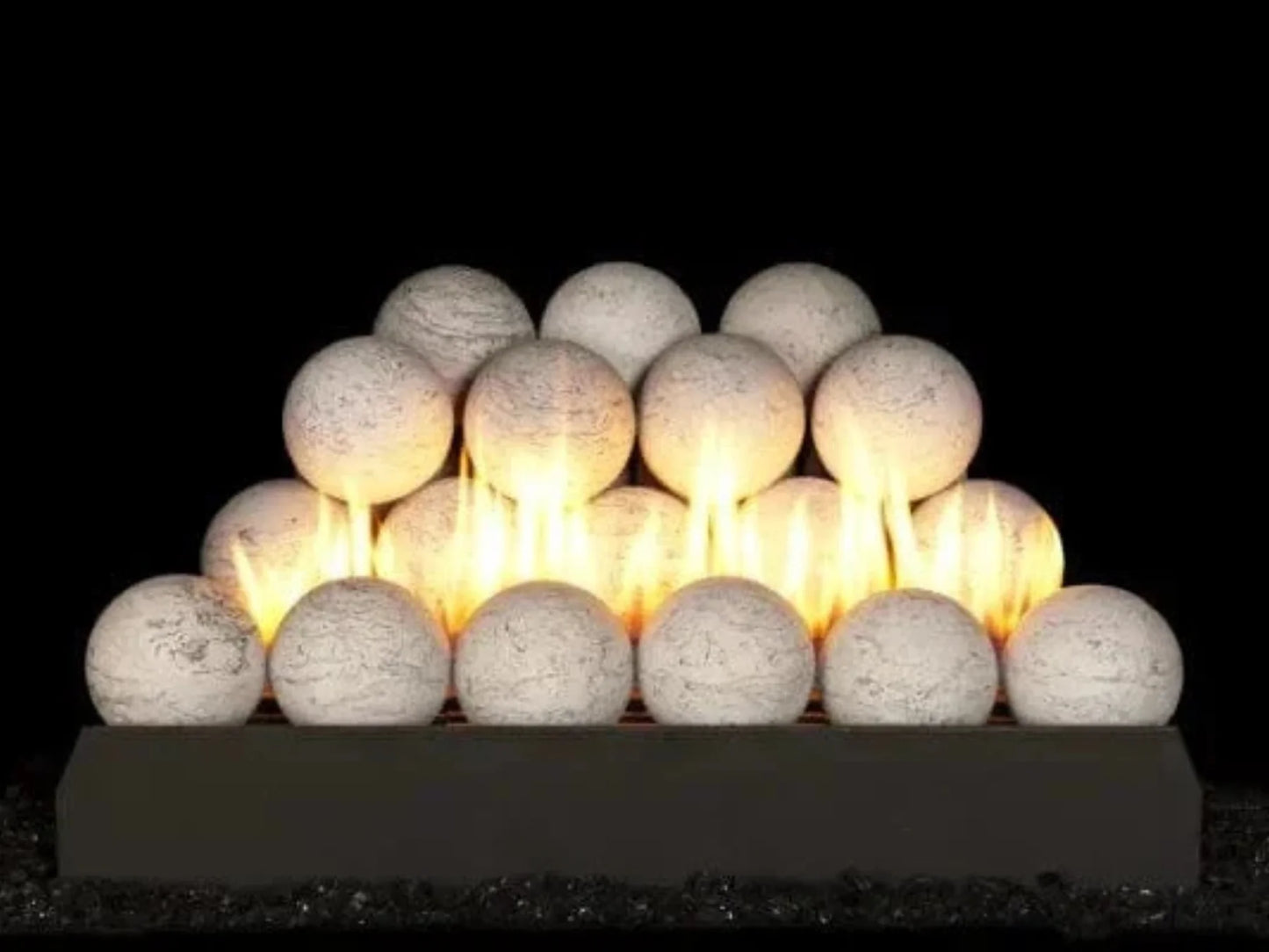 Real Fyre 18" Vent Free 4” Carrera Marble Fyre Spheres with Single View Fireplace