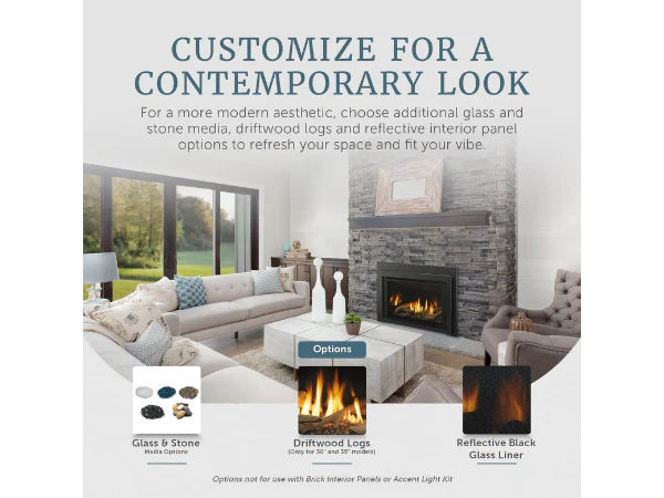 Majestic Ruby 35" Traditional Direct Vent Propane Gas Fireplace Insert with IntelliFire Touch Ignition System